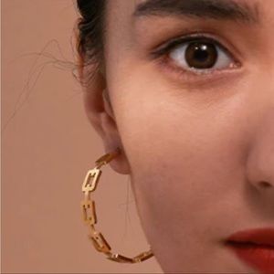18K Gold Plated Minimalist Chain Hoop Earrings